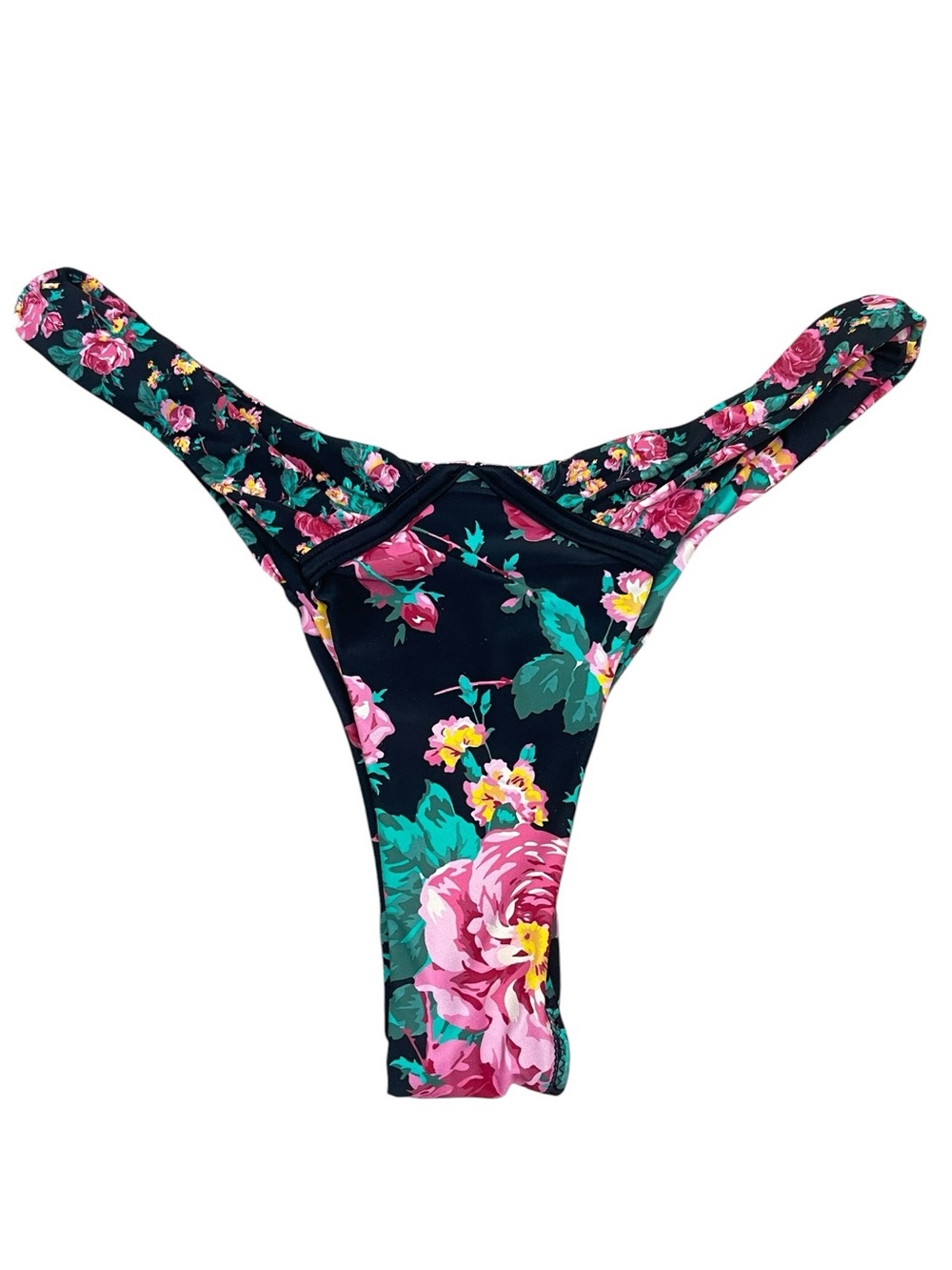 For Love & Lemons Rosewater Black Floral Swim Bikini *BOTTOMS Size Medium